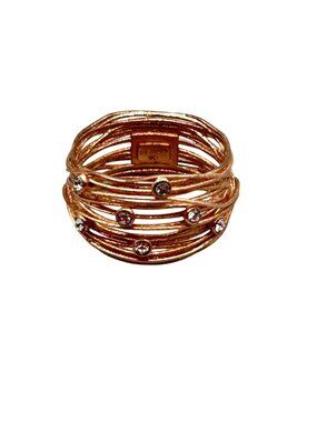 Wired Band Ring Sz 10 Rose  Gold Wash Over Sterling Silver White Cubic Zirconia